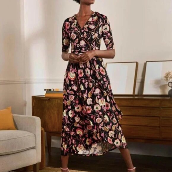Boden Lavinia Wrap Dress Floral Jersey Modest Maxi - Picture 3 of 8
